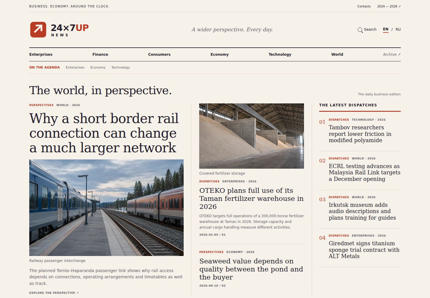 Screenshot of the 24x7 Up News local homepage