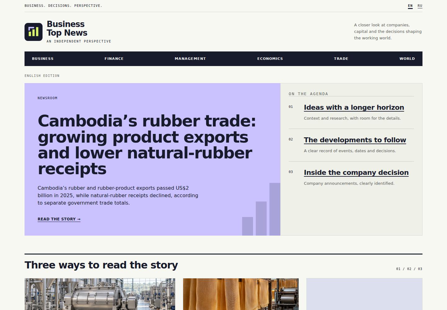 Screenshot of Business Top News homepage